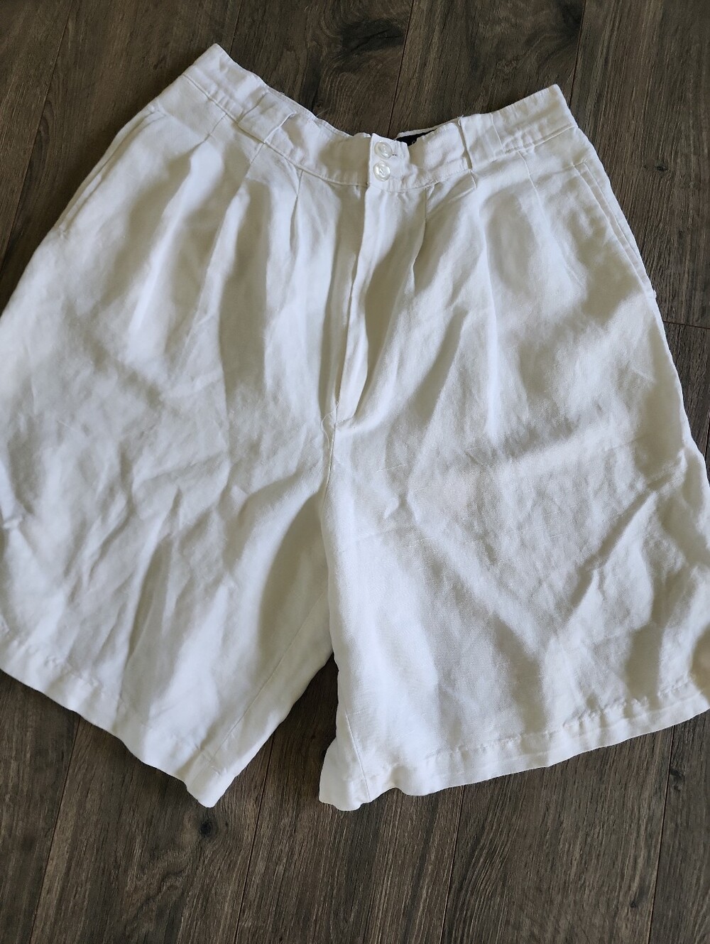 Giorgio Sant Angelo White Linen Blend Relaxed Fit Shorts Vintage Pleated Yacht